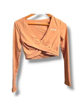 Full Send Peach Long-Sleeve Wrap Crop Top